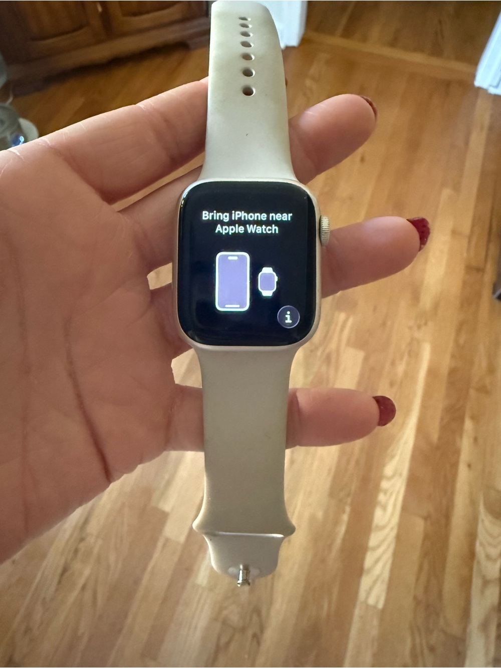 Apple Watch Series (7 Silver Case) with White Sport Band